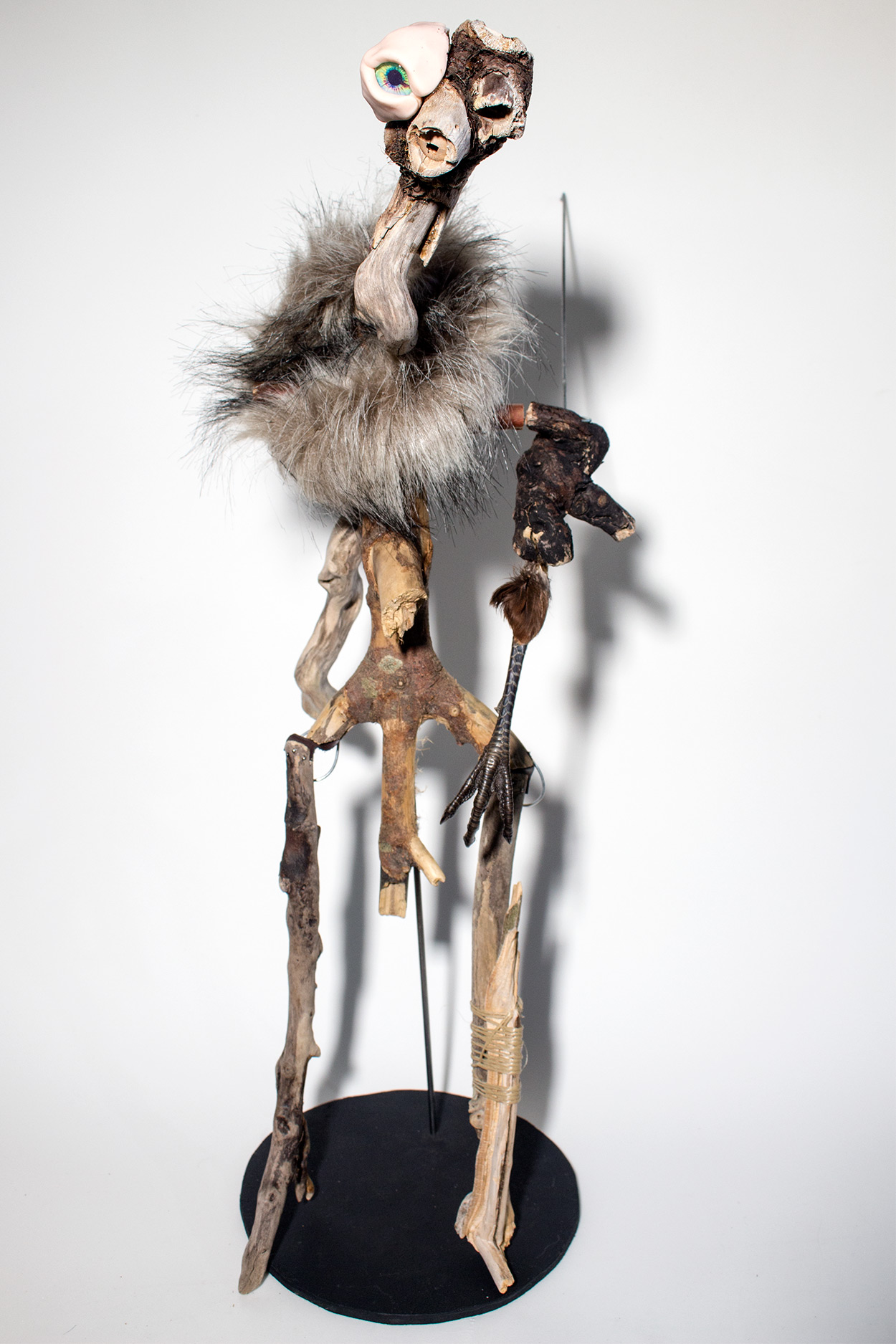 A creepy and uncanny puppet made from driftwood